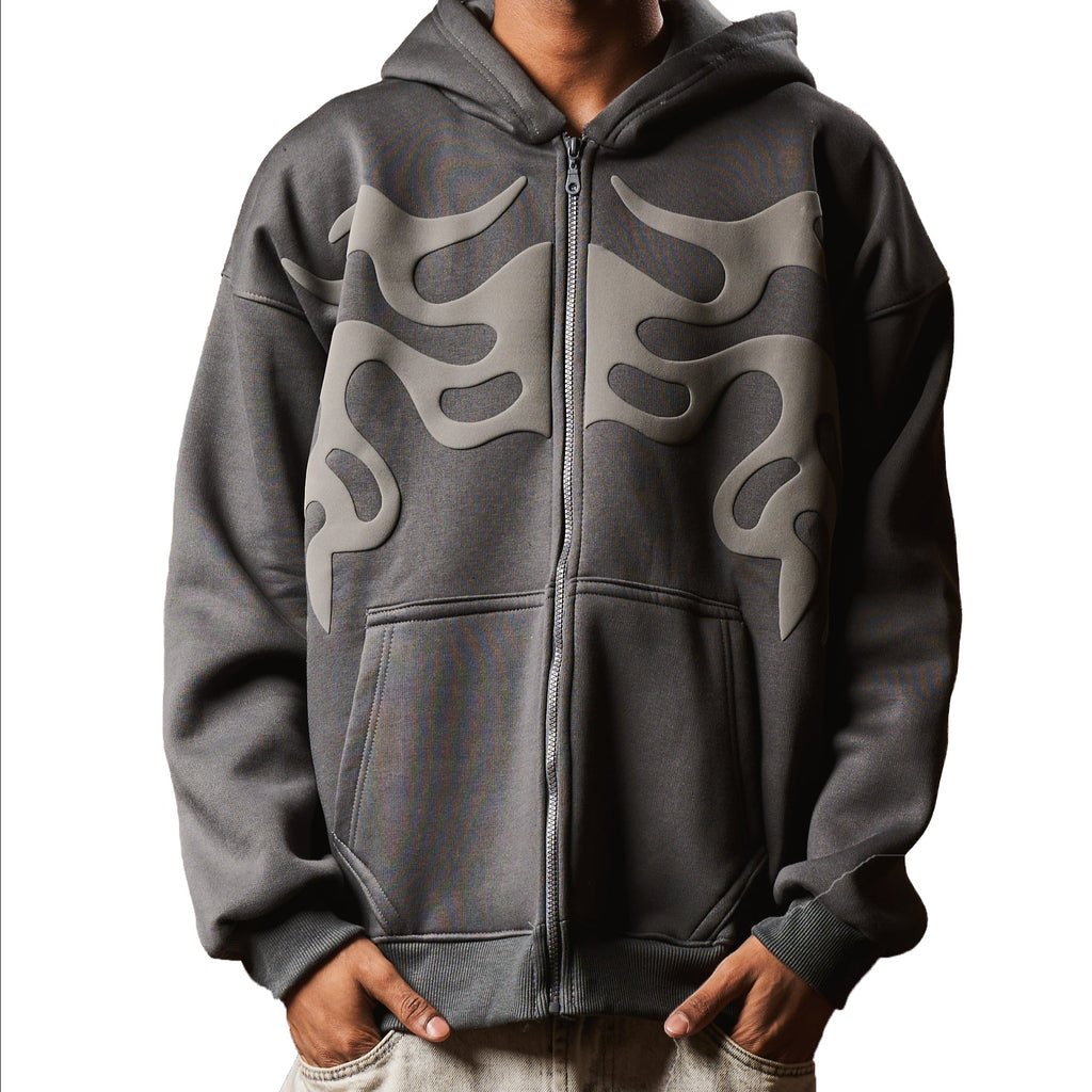 INFERNO GREY ON GREY ZIP UP JACKET