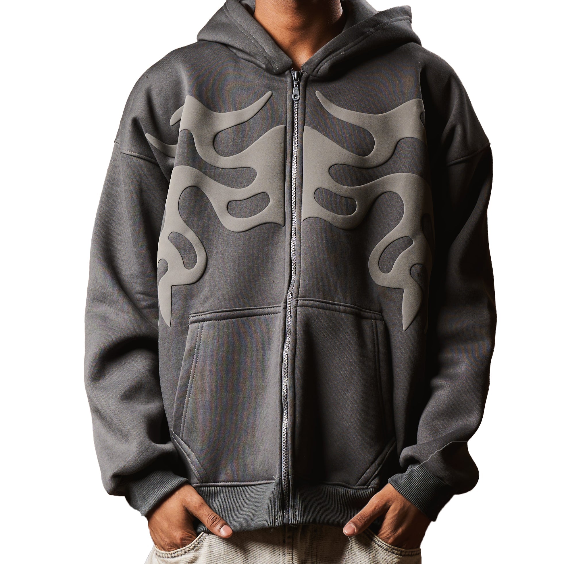 INFERNO GREY ON GREY ZIP UP JACKET