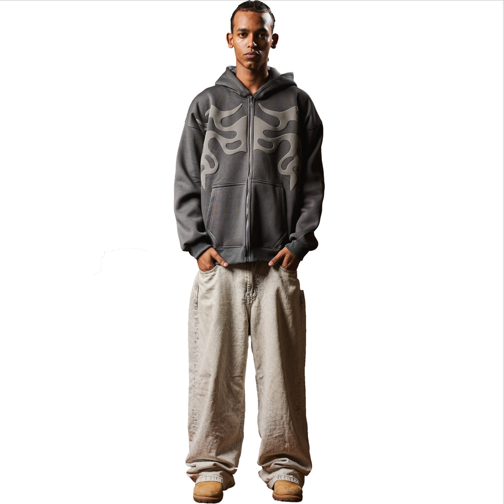 INFERNO GREY ON GREY ZIP UP JACKET