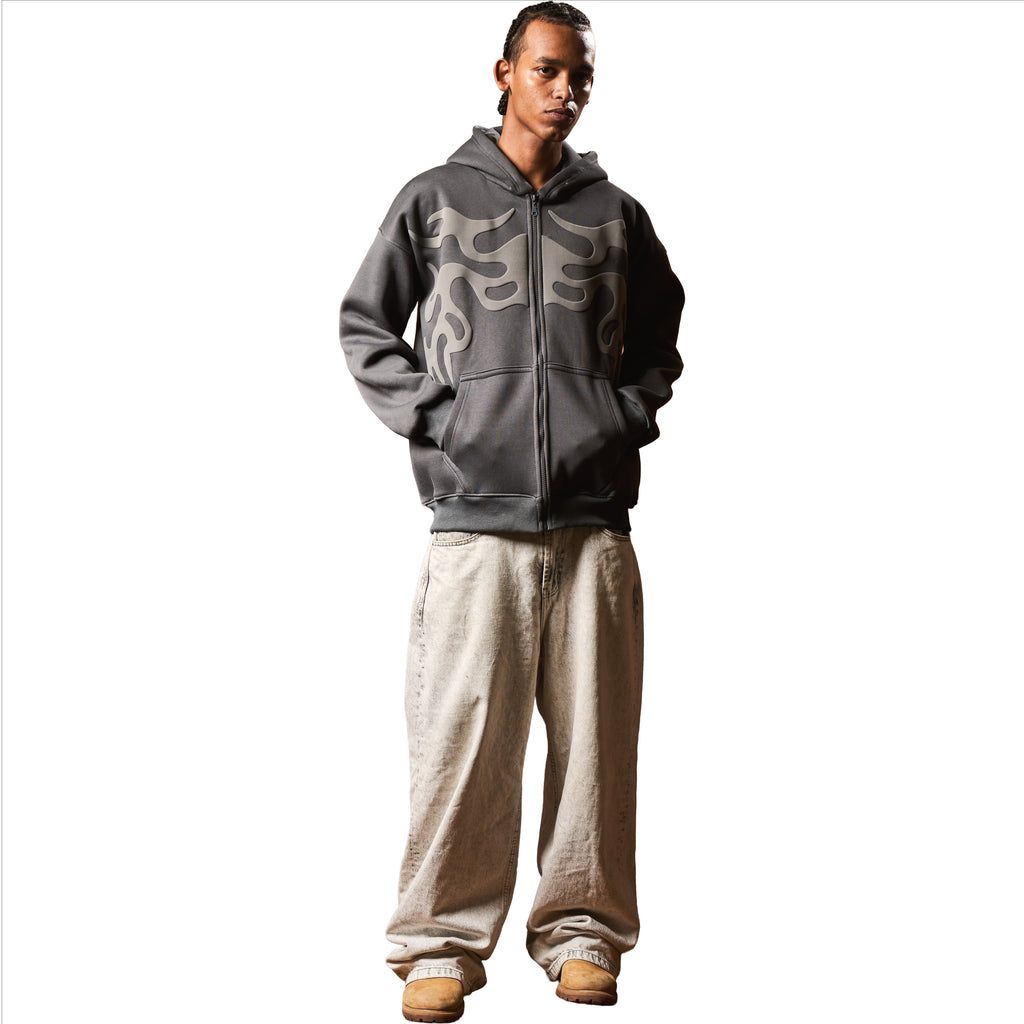 INFERNO GREY ON GREY ZIP UP JACKET