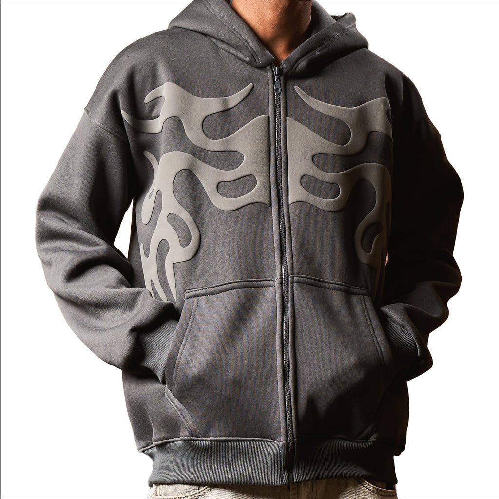 INFERNO GREY ON GREY ZIP UP JACKET