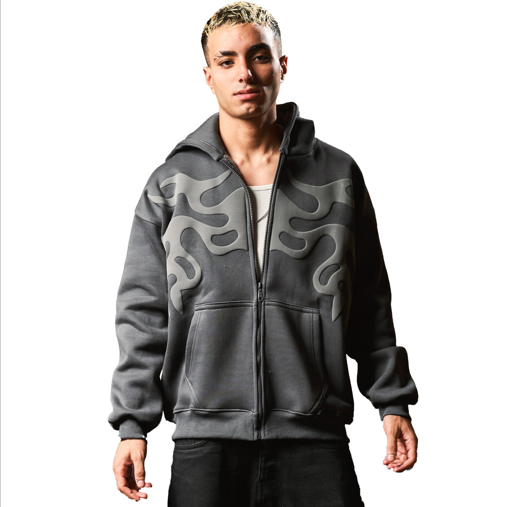 INFERNO GREY ON GREY ZIP UP JACKET