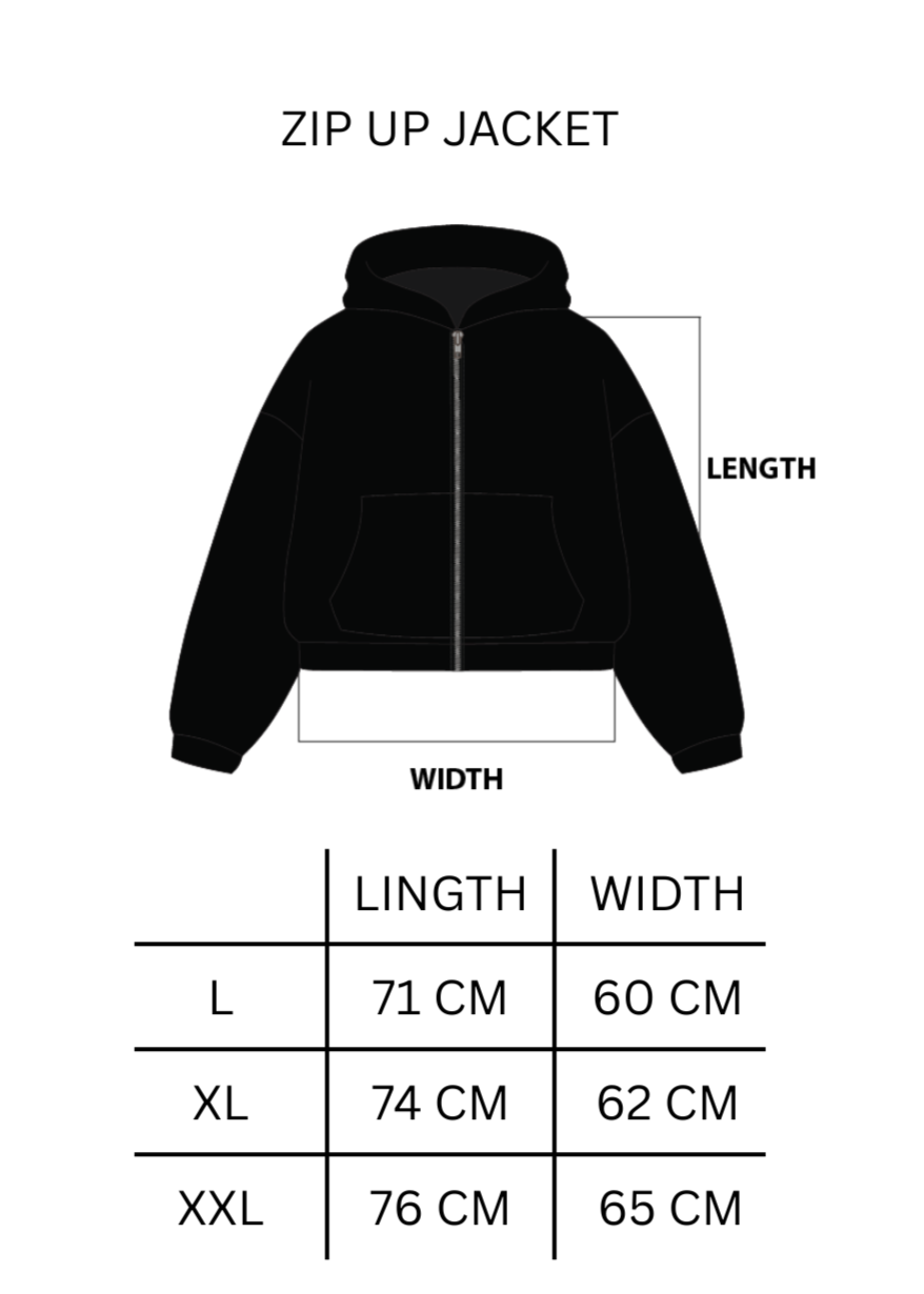 INFERNO LIGHT BLUE ON BLACK ZIP UP JACKET